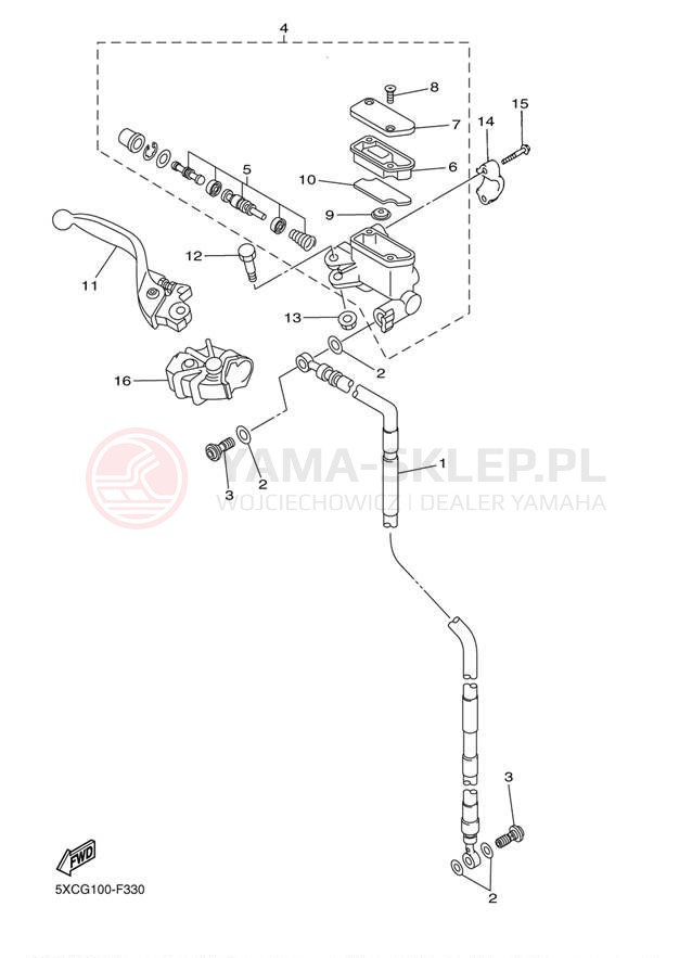 Schemat "Pompa hamulcowa przednia" do Yamaha YZ125 YZ125Y