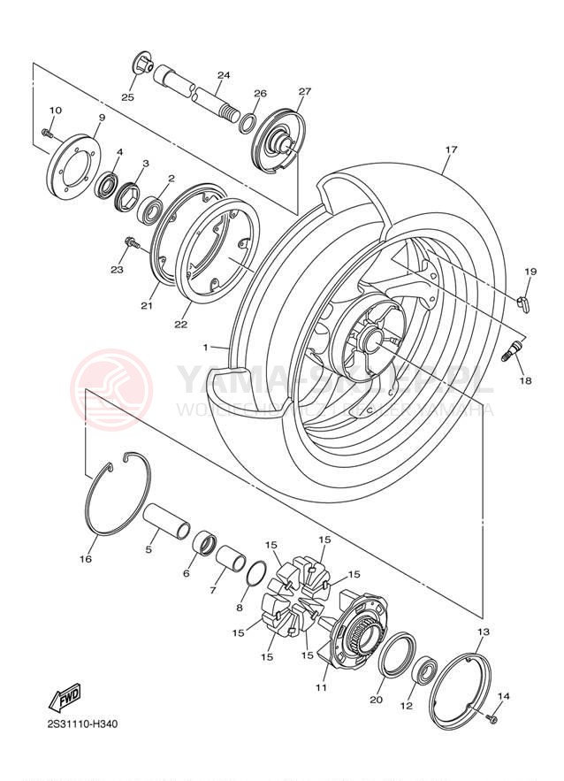 Schemat "Koło tył" do Yamaha VMAX VMX17BCB/VMX17BB
