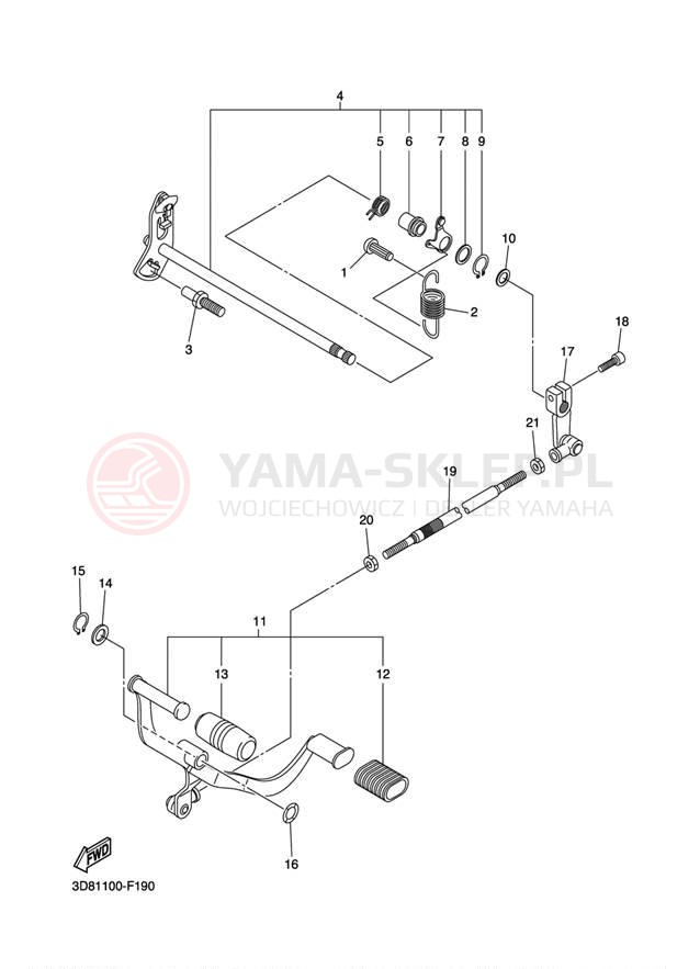 Schemat "Dźwignia zmiany biegów, wałek" do Yamaha V STAR 1300 XVS13AAB/XVS13AACB