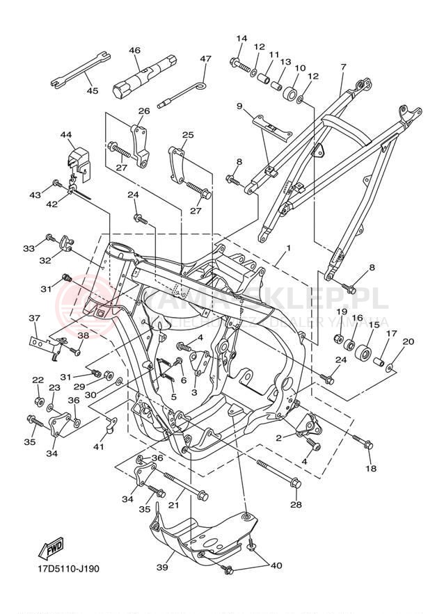 Schemat "rama" do Yamaha YZ250F YZ250FAB/YZ250FAL