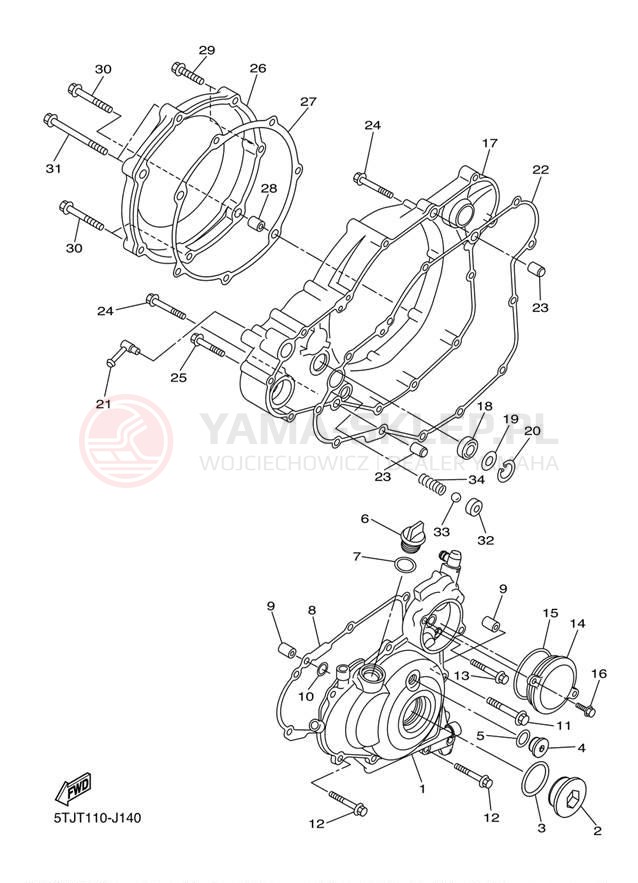 Schemat "Pokrywa silnika" do Yamaha WR450F WR450FD