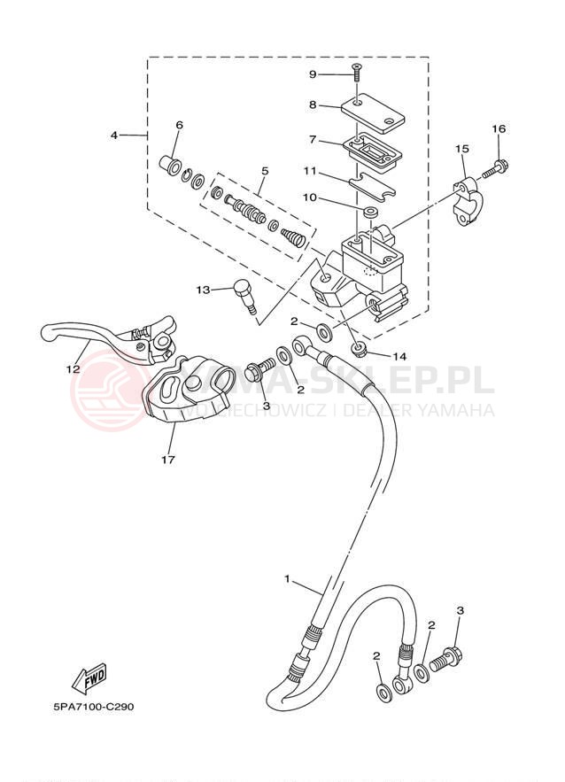 Schemat "Pompa hamulcowa przednia" do Yamaha YZ85 YZ85B