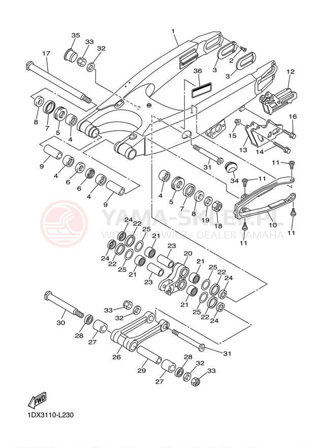 Schemat "wahacz" do Yamaha WR450F WR450FE