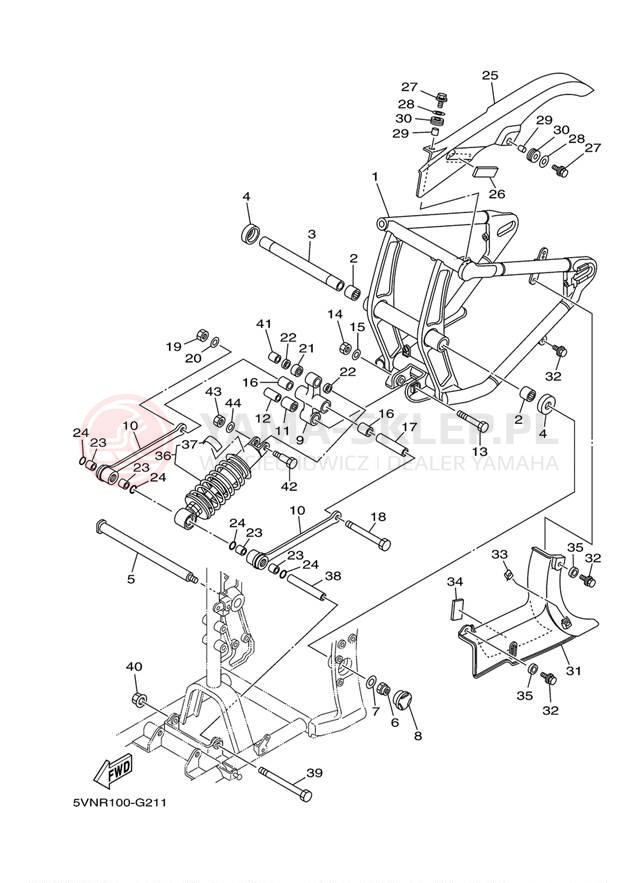 Schemat "wahacz, zawieszenie tył" do Yamaha ROAD STAR S XV17ASAB/XV17ASACB
