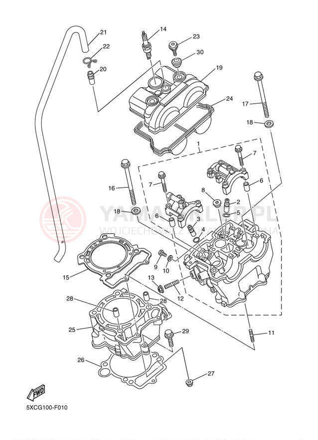 Schemat "cylinder" do Yamaha YZ250F YZ250FYW/YZ250FYL