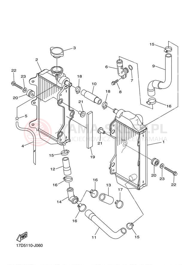 Schemat "Układ chlodzenia" do Yamaha YZ250F YZ250FAB/YZ250FAL