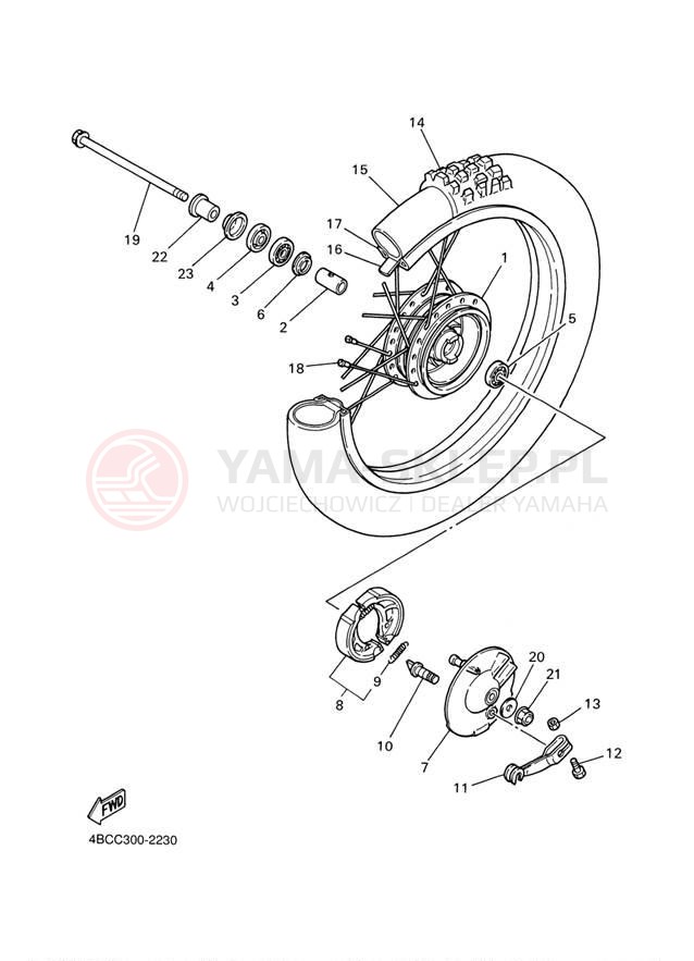 Schemat "Koło przód" do Yamaha PW80 PW80R