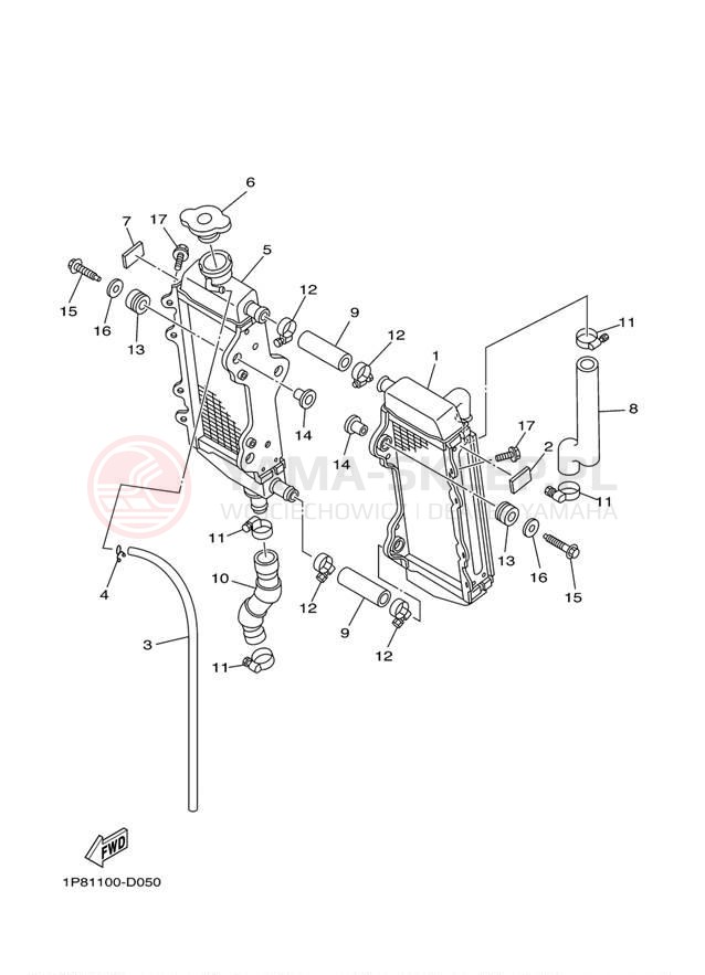Schemat "Układ chlodzenia" do Yamaha YZ250 YZ250Y