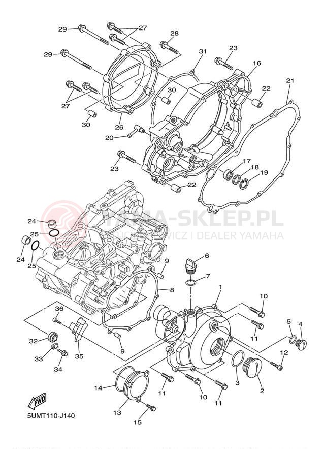Schemat "Pokrywa silnika" do Yamaha WR250F WR250FA