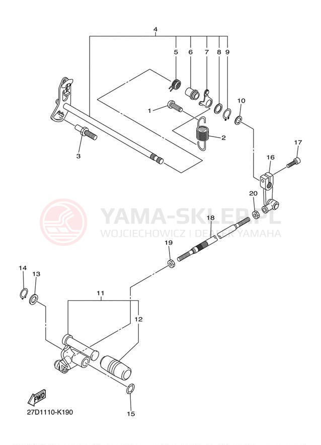 Schemat "Dźwignia zmiany biegów, wałek" do Yamaha STRYKER XVS13CACB/XVS13CAB