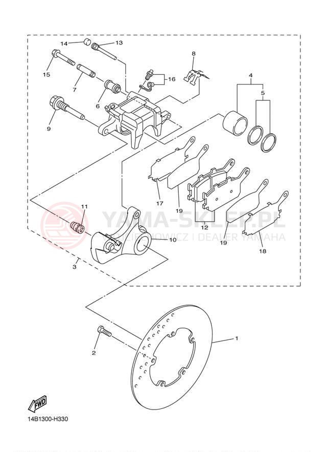 Schemat "Zacisk hamulcowy tylny" do Yamaha YZF-R1 YZFR1BW/YZFR1BCW
