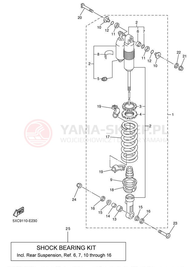 Schemat "zawieszenie tył" do Yamaha YZ450F YZ450FYL/YZ450FYW