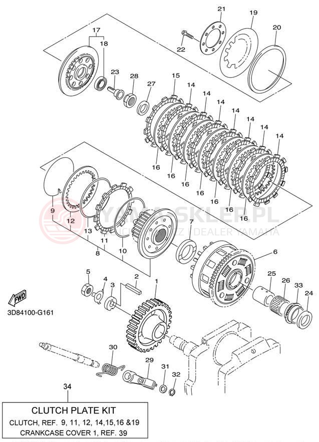 Schemat "sprzęgło" do Yamaha V STAR 1300 XVS13ABCR/XVS13ABR