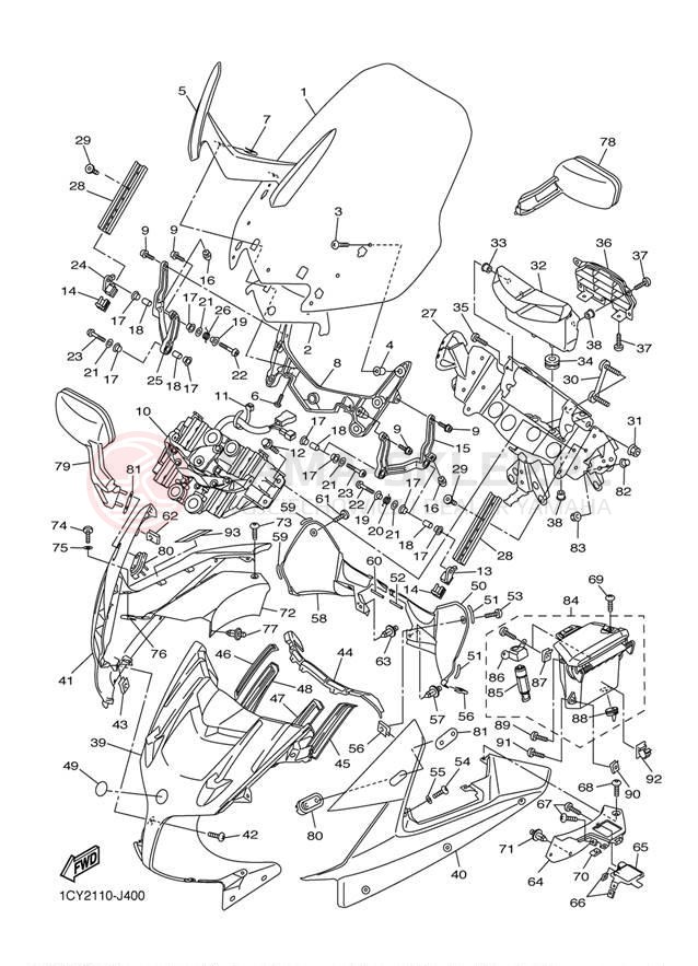 Schemat "elementy nadwozia" do Yamaha FJR1300A FJR13AZCS/FJR13AZS