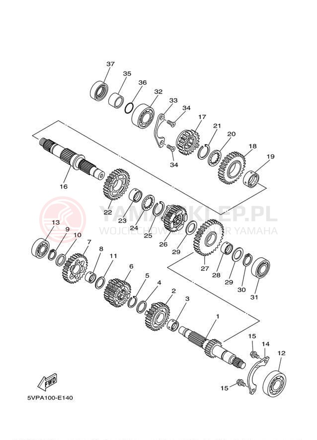 Schemat "Skrzynia biegów " do Yamaha ROAD STAR S XV17ASBCB/XV17ASBB