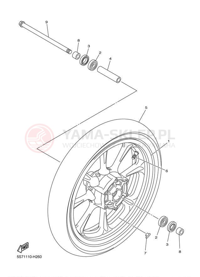 Schemat "Koło przód" do Yamaha V STAR 950 XVS95ER/XVS95ECR