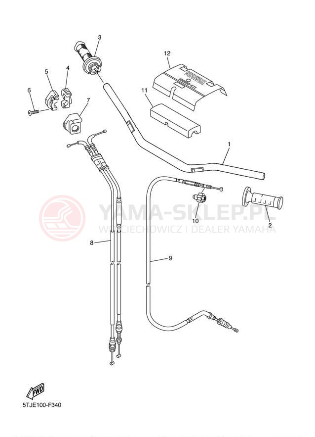 Schemat "Kierownica i osprzęt" do Yamaha WR450F WR450FA