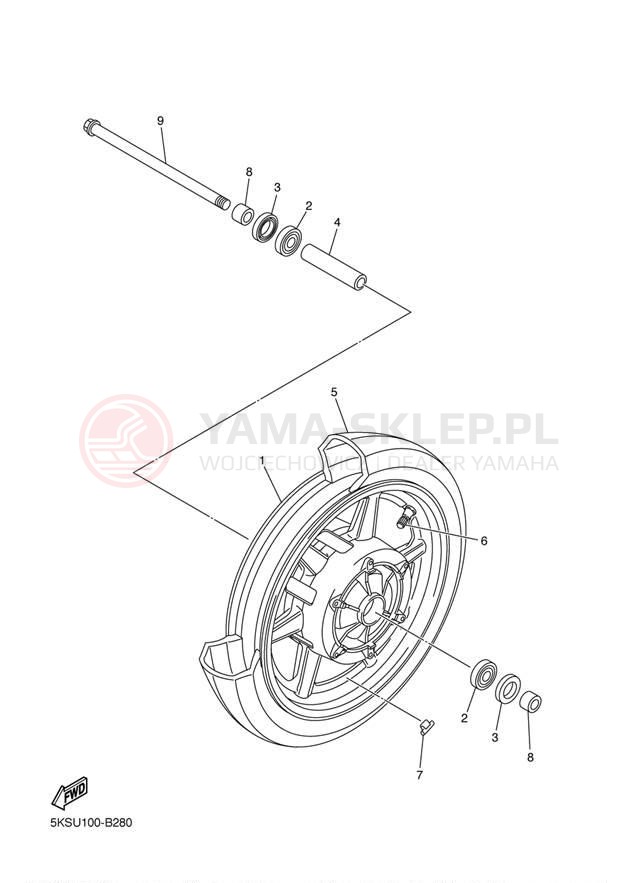 Schemat "Koło przód" do Yamaha V STAR 1300 XVS13AER/XVS13AECR