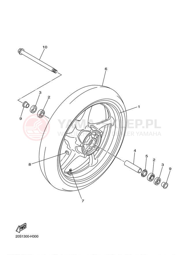 Schemat "Koło przód" do Yamaha FZ6R FZ6RDL/FZ6RDCL