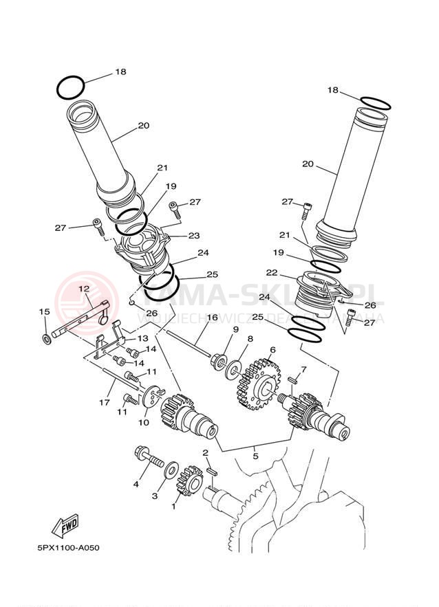 Schemat "Rozrząd - łańcuszek" do Yamaha ROAD STAR S XV17ASAB/XV17ASACB