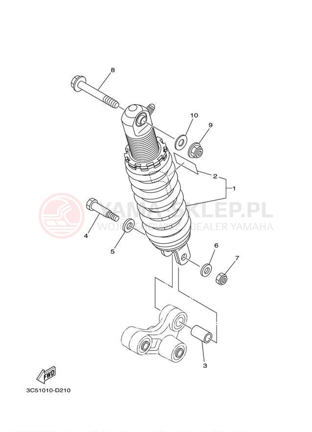 Schemat "zawieszenie tył" do Yamaha XT250 XT250ZC/XT250Z