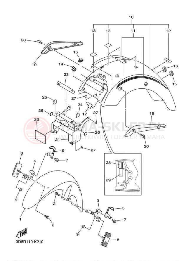 Schemat "błotnik" do Yamaha V STAR 1300 XVS13AAB/XVS13AACB