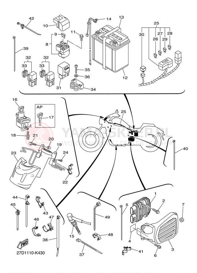 Schemat "układ elektryczny" do Yamaha STRYKER XVS13CDW/XVS13CDCW