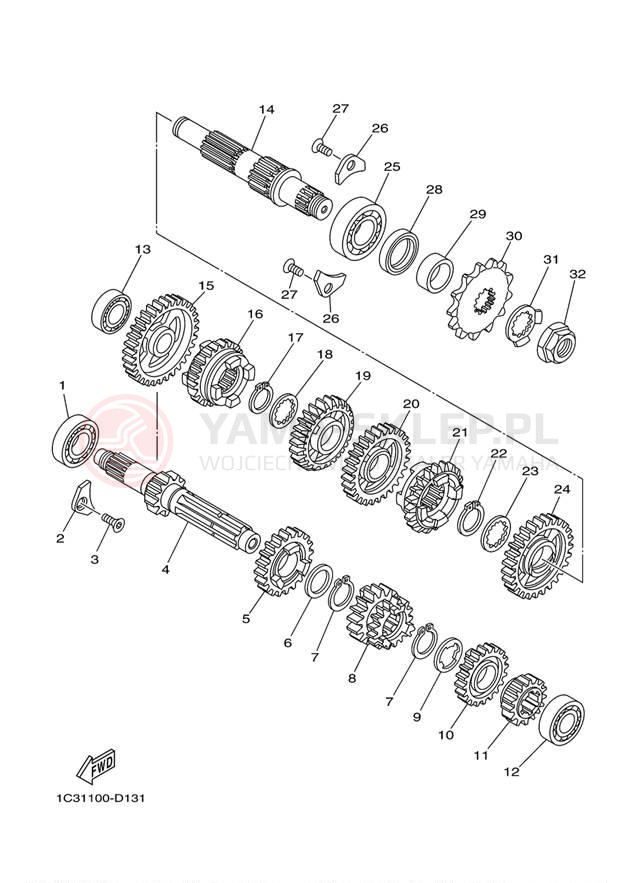 Schemat "Skrzynia biegów " do Yamaha YZ125 YZ125Z