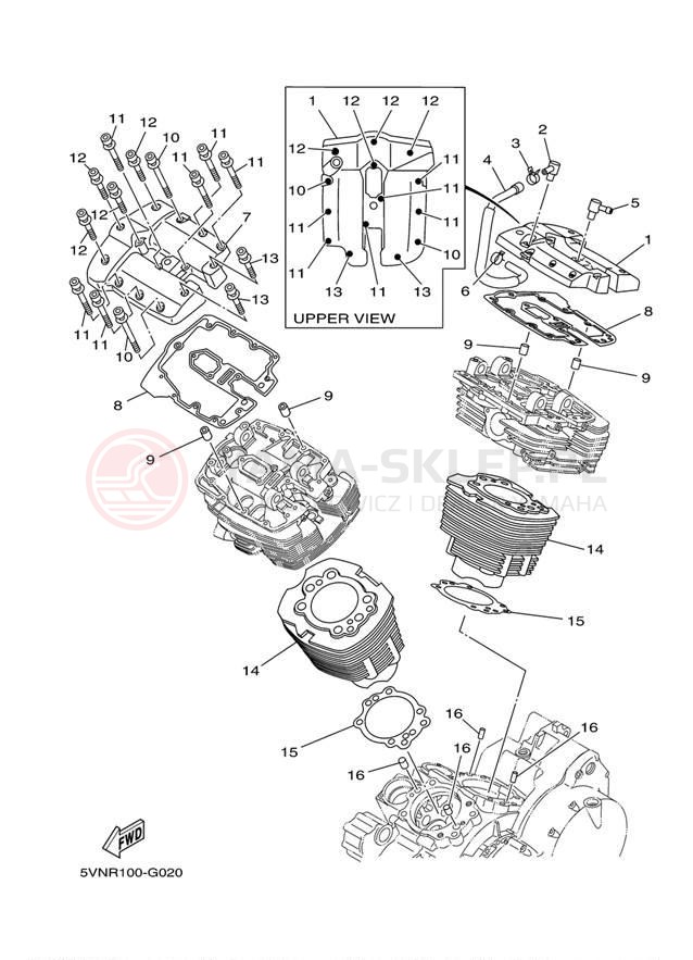 Schemat "cylinder" do Yamaha ROAD STAR S XV17ASAB/XV17ASACB