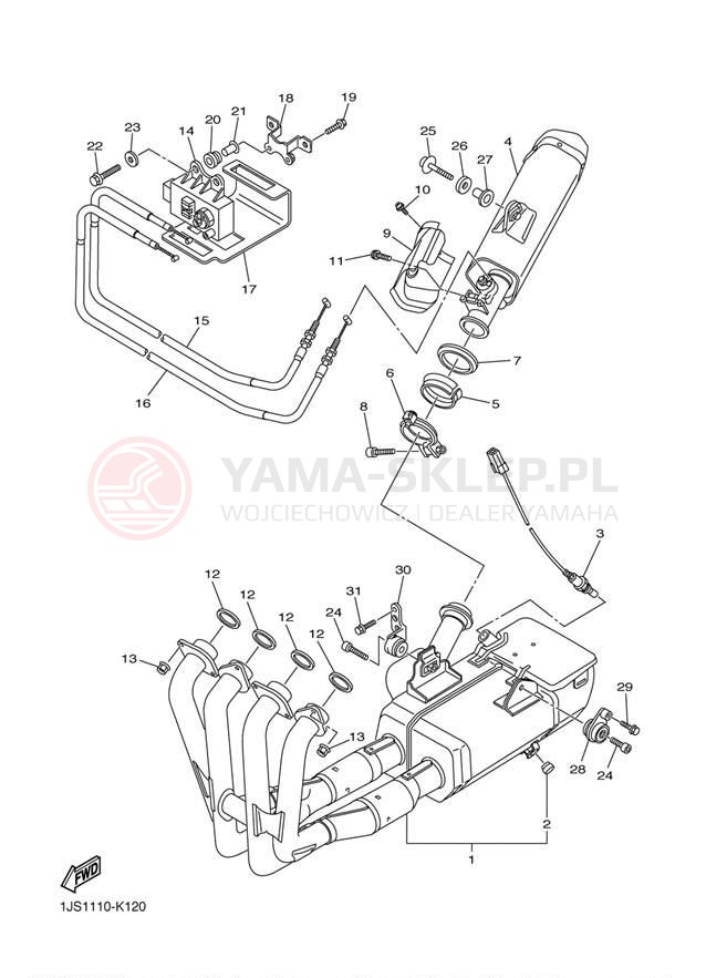Schemat "Wydech końcowy" do Yamaha YZF-R6 YZFR6BCW/YZFR6BW
