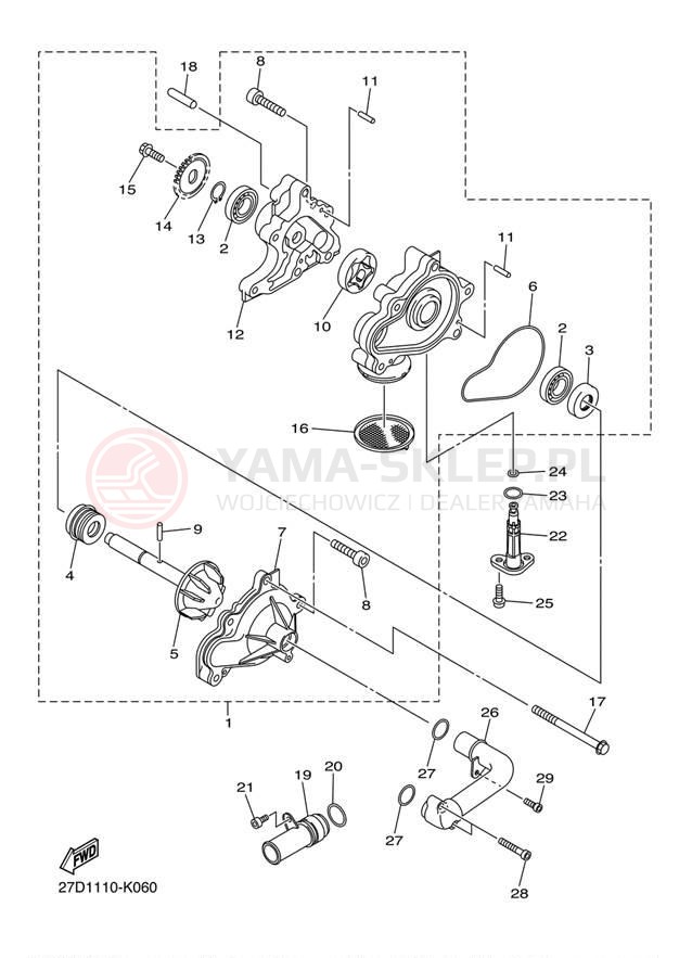 Schemat "Pompa wody" do Yamaha V STAR 1300 XVS13ABCR/XVS13ABR