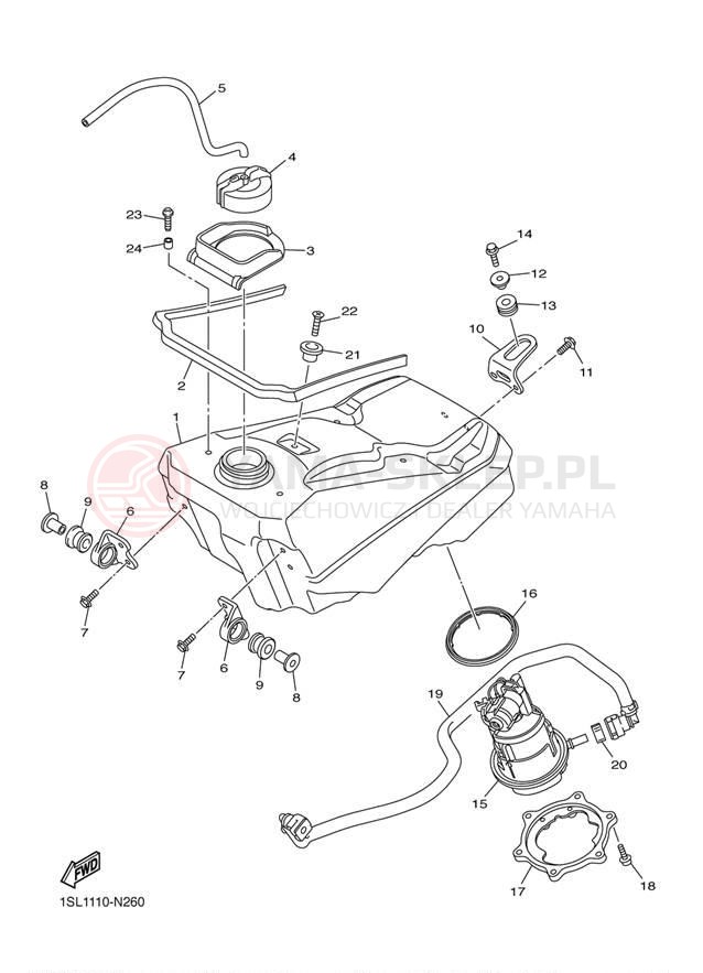 Schemat "zbiornik paliwa" do Yamaha YZ250FE YZ250FEL/YZ250FEW