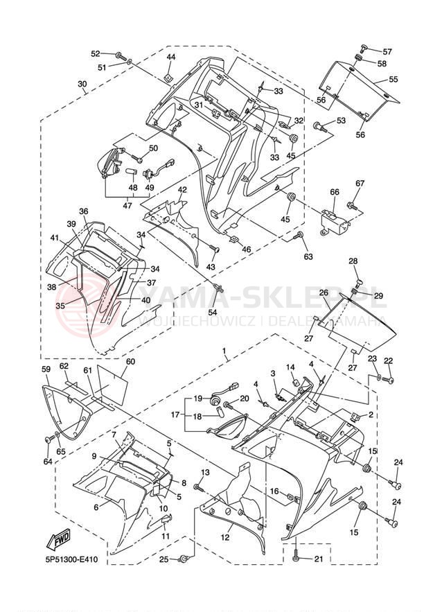 Schemat "elementy nadwozia" do Yamaha FJR1300A FJR13AACS/FJR13AAS