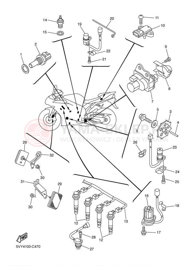 Schemat "układ elektryczny" do Yamaha YZF-R1 YZFR1SC/YZFR1S