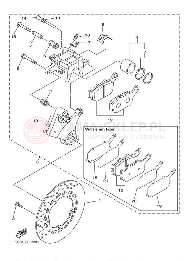 Schemat "Zacisk hamulcowy tylny" do Yamaha FZ6R FZ6RAB/FZ6RACB