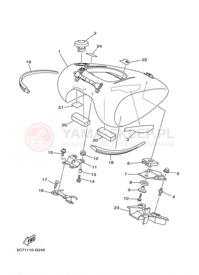 Schemat "zbiornik paliwa" do Yamaha RAIDER S XV19CSZCB/XV19CSZB