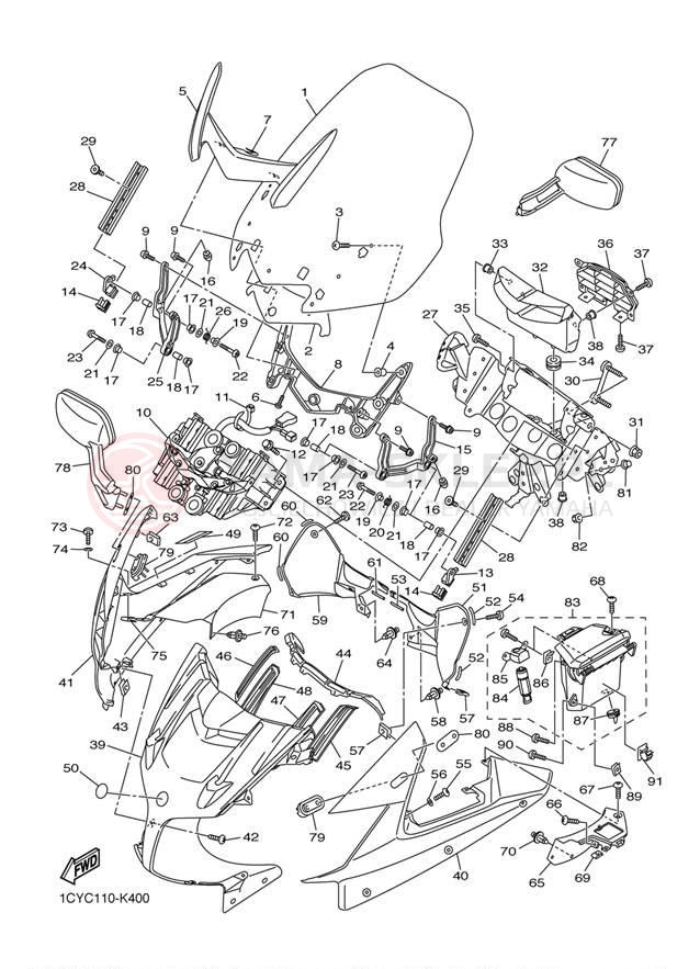 Schemat "elementy nadwozia" do Yamaha FJR1300A FJR13AACS/FJR13AAS