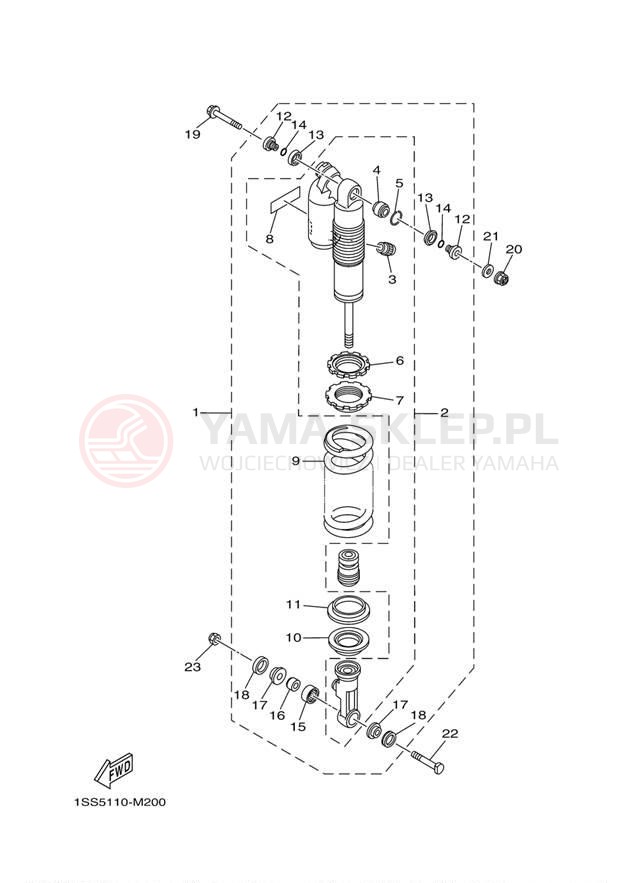 Schemat "zawieszenie tył" do Yamaha YZ250 YZ250D2