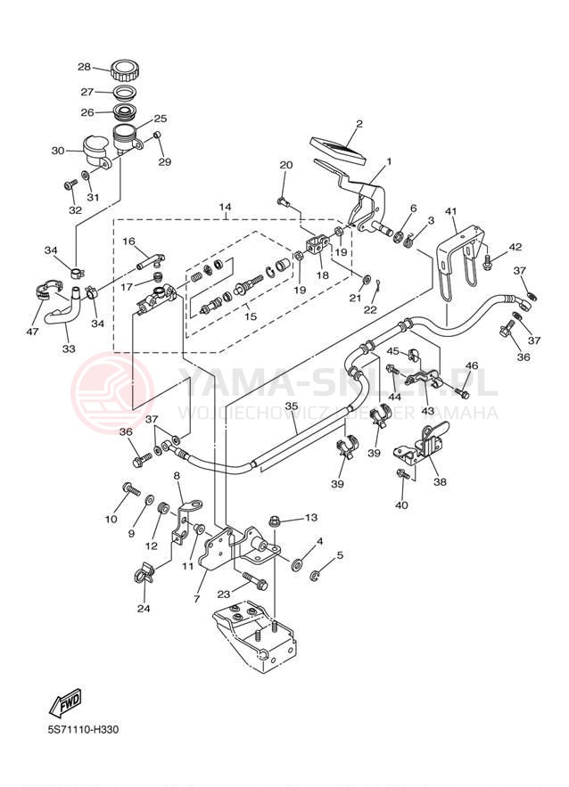 Schemat "Pompa hamulcowa tył" do Yamaha V STAR 950 XVS95ZCR/XVS95ZR
