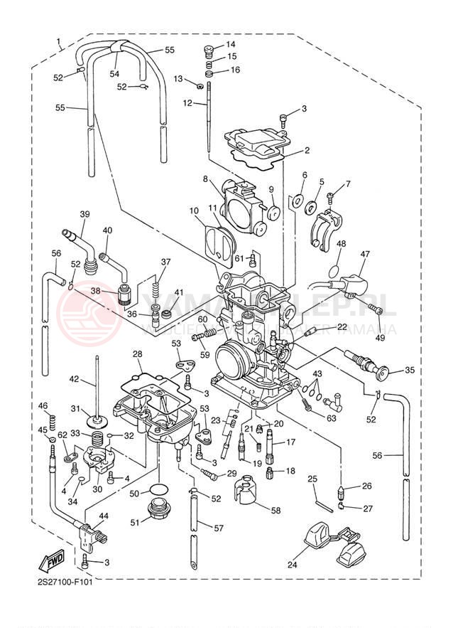 Schemat "Gaźnik" do Yamaha YZ250F YZ250FAB/YZ250FAL