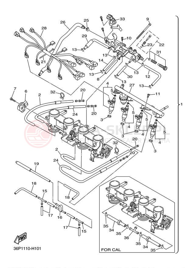 Schemat "Wtrysk paliwa" do Yamaha FZ6R FZ6RBB/FZ6RBCB