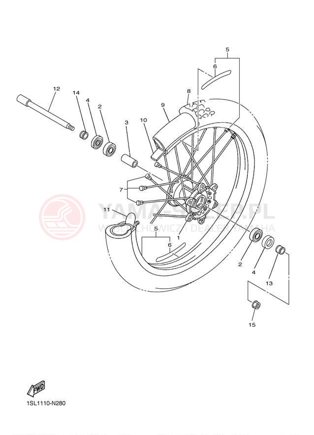 Schemat "Koło przód" do Yamaha YZ250FE YZ250FEL/YZ250FEW