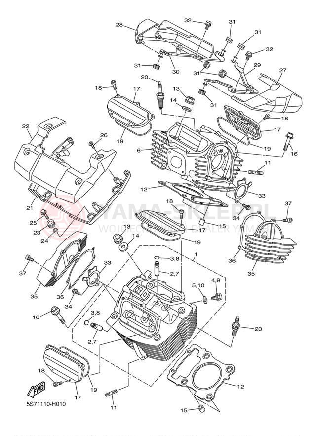 Schemat "głowica" do Yamaha V STAR 950 XVS95YB/XVS95YCB