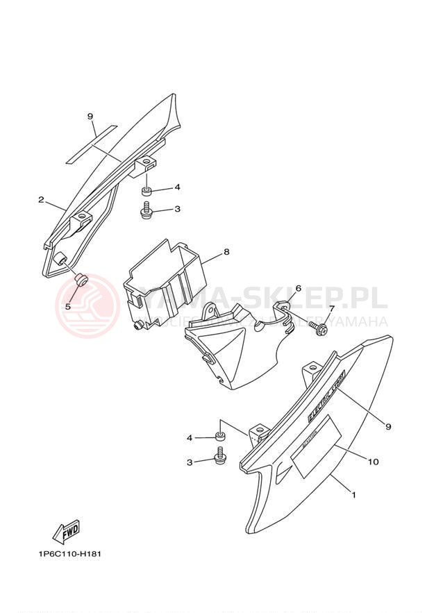 Schemat "Pokrywa boczna" do Yamaha TTR50E TTR50EB
