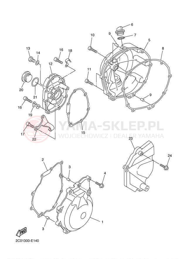 Schemat "Pokrywa silnika" do Yamaha YZFR6 YZFR6ACR/YZFR6AR