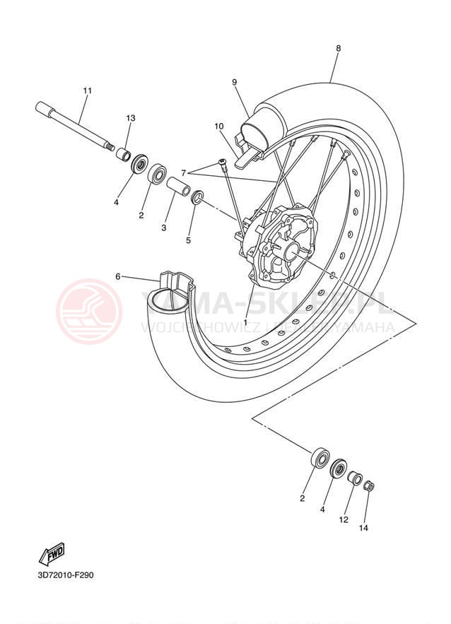Schemat "Koło przód" do Yamaha WR250X WR25XZCW/WR25XZW