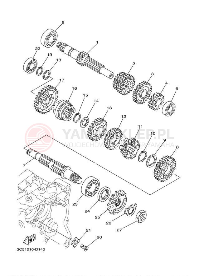 Schemat "Skrzynia biegów " do Yamaha XT250 XT250ZC/XT250Z