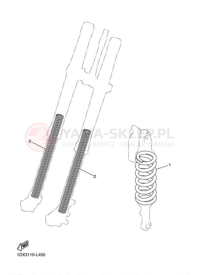 Schemat "Zawieszenie przód" do Yamaha WR450F WR450FD