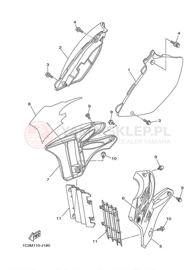 Schemat "Pokrywa boczna" do Yamaha YZ125 YZ125Z