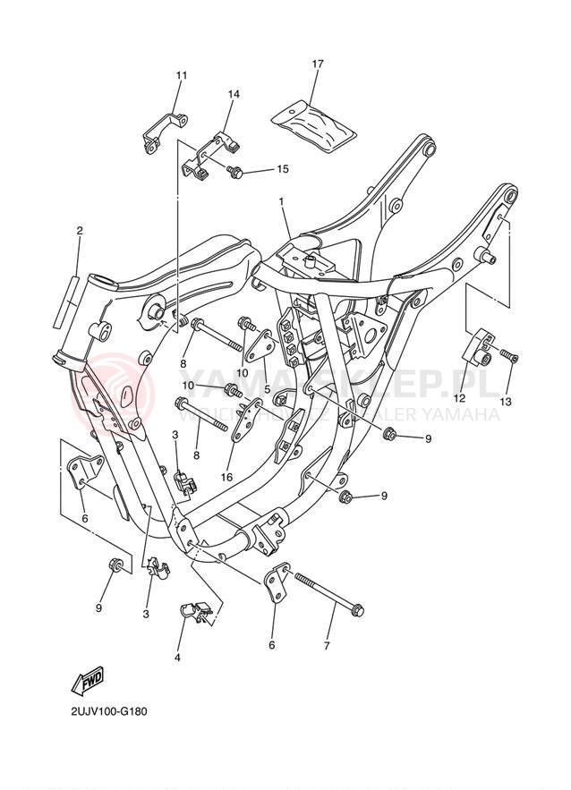 Schemat "rama" do Yamaha V STAR 250 XV250A1CB/XV250A1B